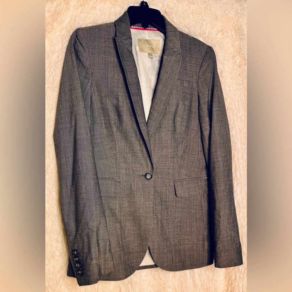 Banana Republic Gray Wool Blend Stretch Blazer